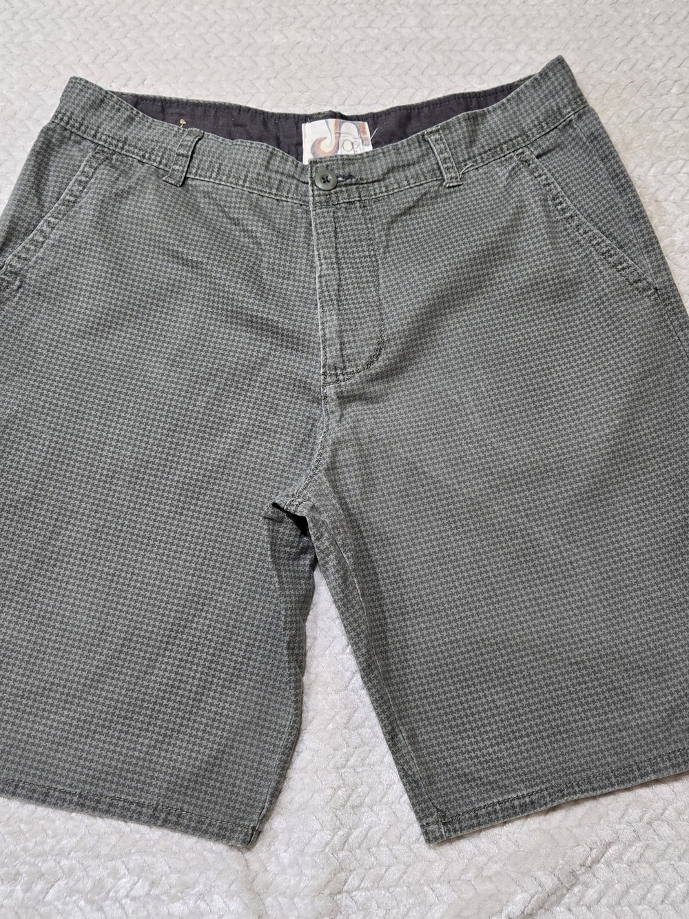Op Ocean Pacific Mens Cargo Shorts Size 38 Gray Cotton Plaid Skater Surfer Y2K